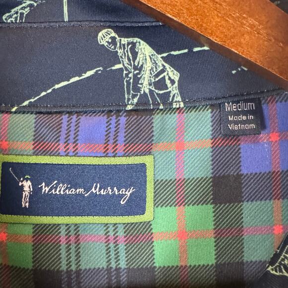 William Murray Men’s M Golf Polo Shirt Blue Golf Tree Print Stretch Performance - Picture 3 of 12